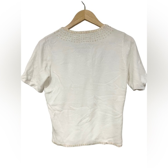 Vintage Unbranded Sweater Top Fitted Cropped Knit Sequin & Beaded detailing S - Picture 2 of 10